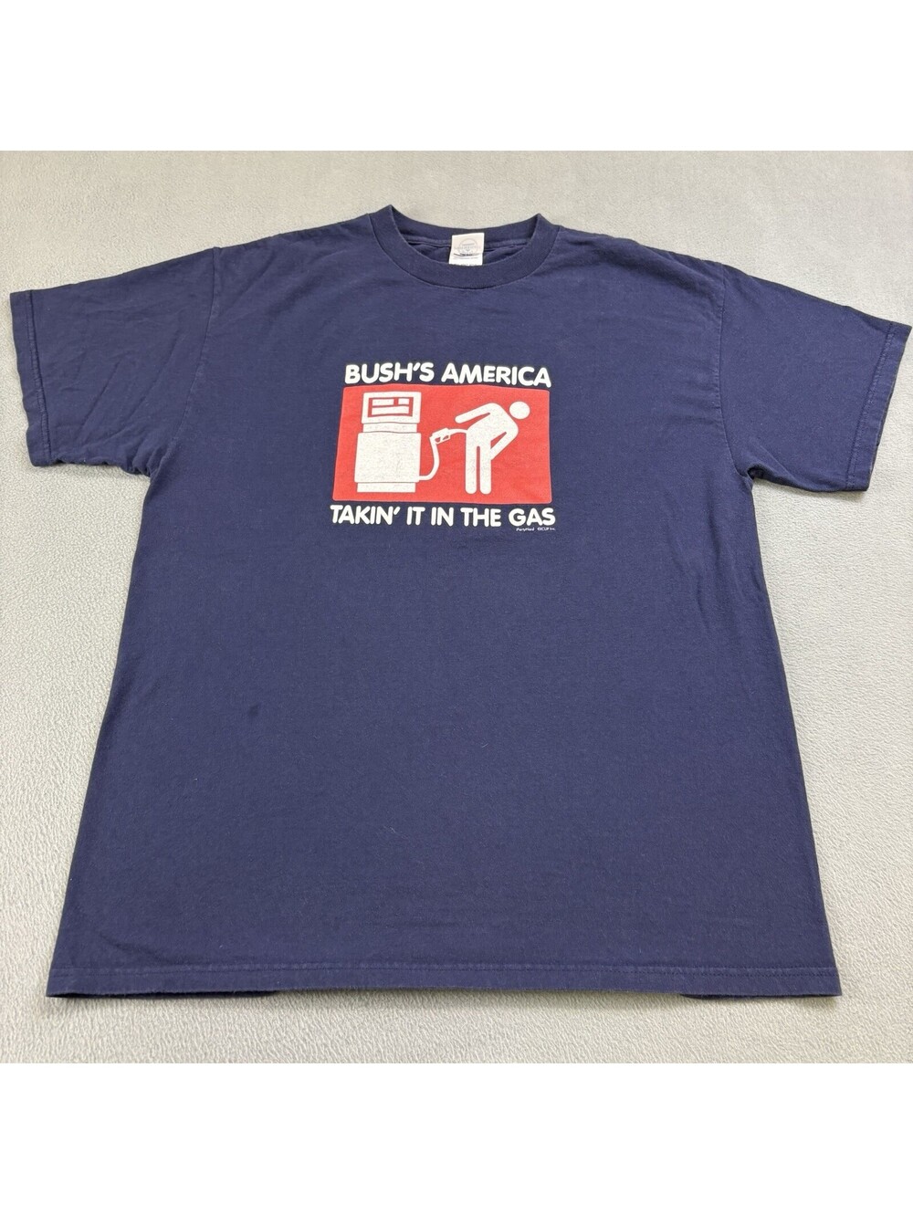 Vintage Y2K Bush’s America Takin In The Gas Funny Humor T Shirt Size Large